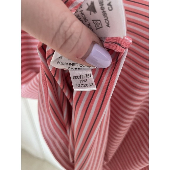 FootJoy Fords Colony Country Club Pink White Stripe Polo Golf Shirt Mens XL - Picture 7 of 7